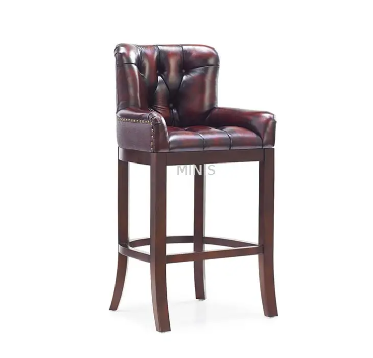 فندق مطعم Home High Leather Wood Pub Bar Chair 