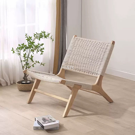 أثاث الحدائق في الهواء الطلق المنسوجة حبل كرسي خشبي قوي لطيف