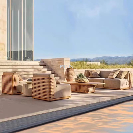 فوشان أثاث خارجي حديقة أريكة خشب الساج مقاوم للماء