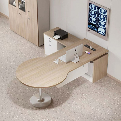 مكتب مكتب مستطيل الخشب مع طاولة الزاوية الجانبية