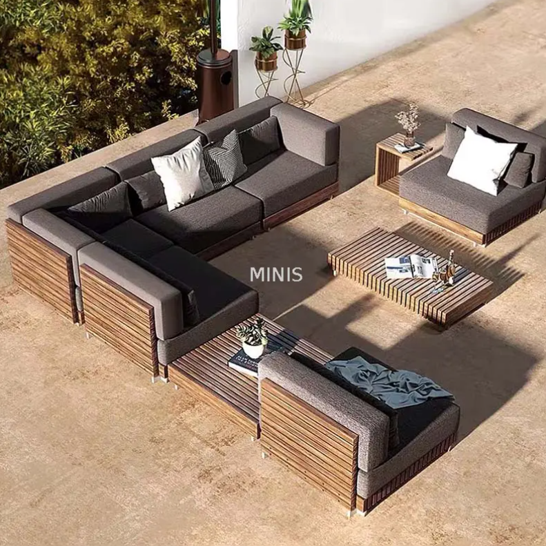 حديقة حديقة حديقة خشب الساج الخشب مقاوم للماء أريكة متينة