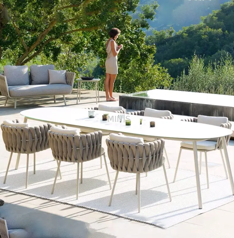 مطعم في الهواء الطلق حديقة أبيض كبيرة كرسي الطعام