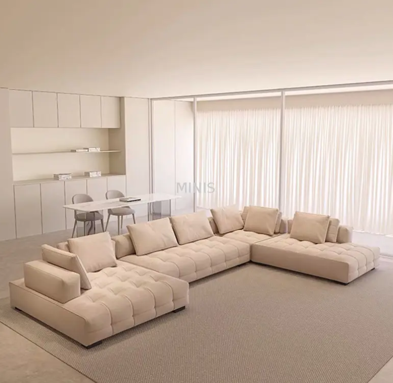 غرفة الجلوس إطار خشب العاج ناعم أريكة مريحة