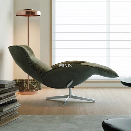 كرسي مستلق من النسيج الجيد مع مسند قدم قابل للسحب