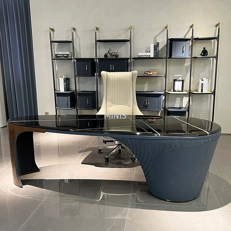 أثاث مكتب عمل عالي الجودة وطاولة مكتب وكرسي بيضاوي