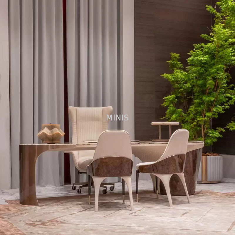 أثاث مكتب عمل عالي الجودة وطاولة مكتب وكرسي بيضاوي