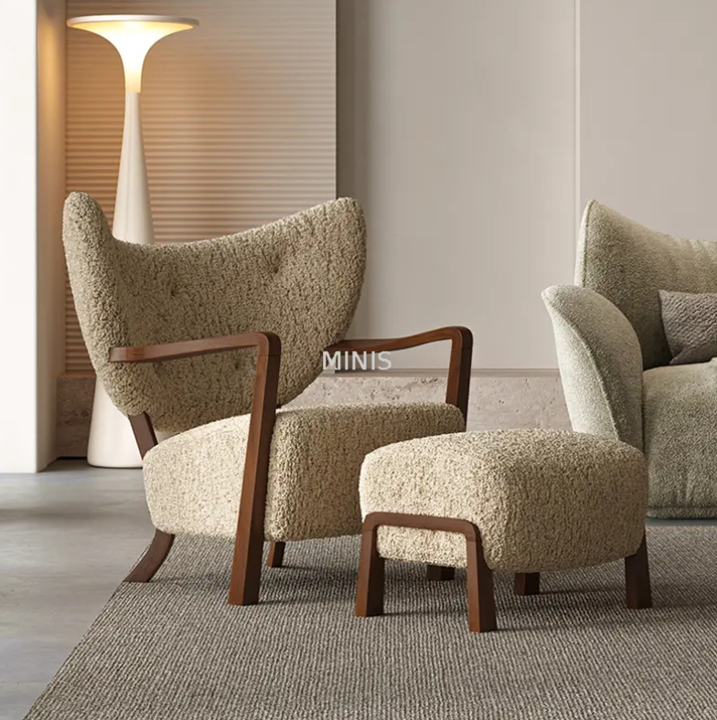 مساند خشبية ذات نوعية جيدة كرسي نسيج الصوف مع العثماني